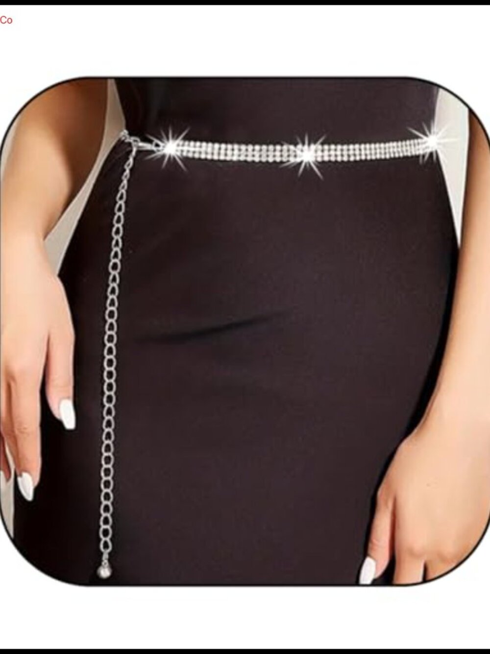 Rhinestone Chain Belt Silver Thin Sparkle Dress Belt for Women Adjustable Waist